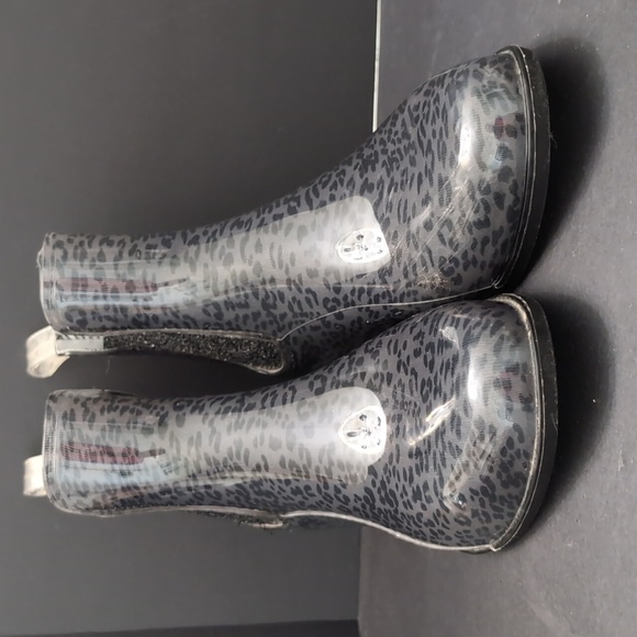Skechers Women's Gray/Black All Over Glitter Puddler Rain Boots,Size 10. - Picture 3 of 7